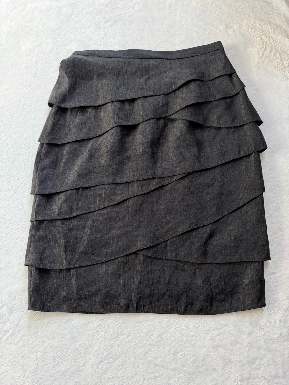 Adrianna Papell Black Tiered Ruffle Pencil Skirt